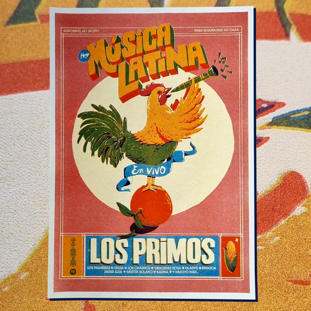 Poster autoral criado para divulgar o estúdio junto a uma playlist temática criada pelo estúdio com música latina